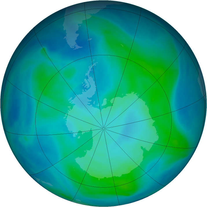 Antarctic ozone map for 10 February 2008